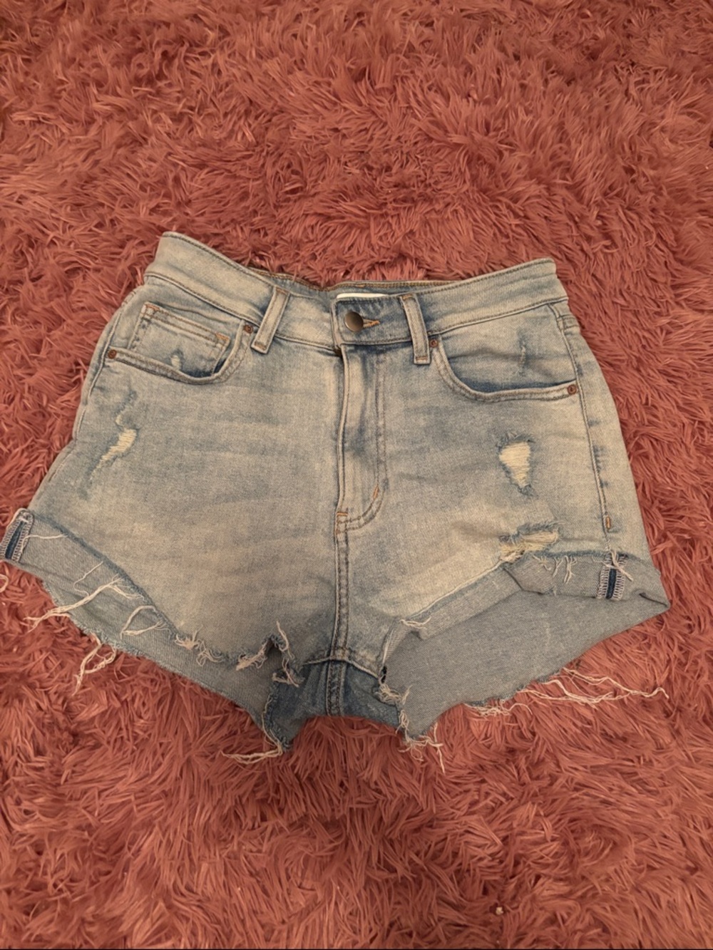 H&M Light Blue Distressed Denim Jean Shorts